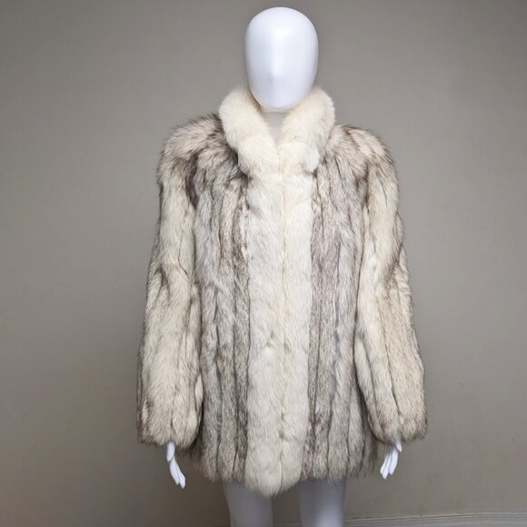 SAGA FOX Natural Blue/Shadow Fox Fur Stroller/Coat - Picture 5 of 12